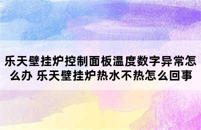 乐天壁挂炉控制面板温度数字异常怎么办 乐天壁挂炉热水不热怎么回事